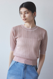 【8/27 0:00 SALE再値下げ！】配色ラインリブニットプルオーバー＊SALE品につき返品/交換/注文確定後の変更キャンセル不可＊