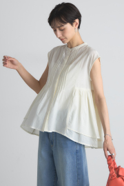 【8/27　0:00　セール拡大！】フレンチスリーブピンタックブラウス※一部店舗のみ入荷＊SALE品につき返品/交換/注文確定後の変更キャンセル不可＊