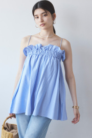 【8/27　0:00　セール拡大！】【WEB限定】サッカーストライプギャザーキャミソール＊SALE品につき返品/交換/注文確定後の変更キャンセル不可＊