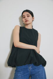 【8/27 0:00 SALE再値下げ！】【WEB限定】裾バルーンノースリブラウス＊SALE品につき返品/交換/注文確定後の変更キャンセル不可＊