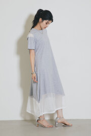 【8/27 0:00 SALE再値下げ！】【WEB限定】メッシュ切替カットソーワンピース＊SALE品につき返品/交換/注文確定後の変更キャンセル不可＊