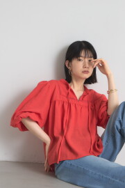 【SUMMER SALE】ワッシャーボイルリボンブラウス＊SALE品につき返品/交換/注文確定後の変更キャンセル不可＊