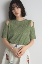 3月15日オフィシャルサイト限定再販！ショルダーカットアウトミックスニットプルオーバー