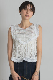 かぎ編み袖フリルベスト※一部店舗のみ入荷