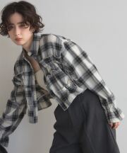 【WEB限定】起毛チェックフリルシャツ