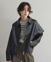 【WEB限定】フェイクレザー襟付きブルゾン