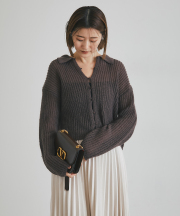 【FINAL SALE】起毛シアーポロニットカーデ＊SALE品につき返品/交換/注文確定後の変更キャンセル不可＊