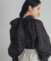 10月12日WEB限定再販！2WAYボリュームスリーブリボンブラウス フロッキードット