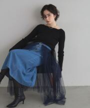 【オフィシャルサイト限定】フロントボタンデニム×チュールスカート