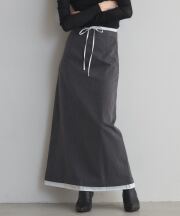 【FINAL SALE】ダブルウエストレイヤードライクスカート＊SALE品につき返品/交換/注文確定後の変更キャンセル不可＊
