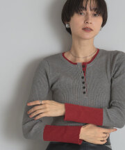 【FINAL SALE】配色キーネックプルオーバー＊SALE品につき返品/交換/注文確定後の変更キャンセル不可＊