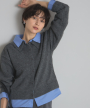 【AW SALE】アルパカタッチシャツドッキングカーディガン＊SALE品につき返品/交換/注文確定後の変更キャンセル不可＊