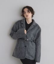 【FINAL SALE】ベルト付きシャギーテーラードジャケット＊SALE品につき返品/交換/注文確定後の変更キャンセル不可＊