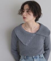 【FINAL SALE】ボタンデザインオフショルニット＊SALE品につき返品/交換/注文確定後の変更キャンセル不可＊