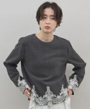 【オフィシャルサイト限定】ウール混デザインレースプルオーバー