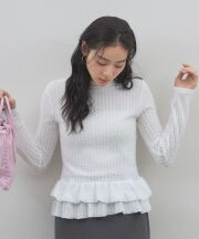 【オフィシャルサイト限定】スクエアジャガードペプラムトップス