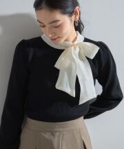 【オフィシャルサイト限定】ボウタイシャツドッキングニット