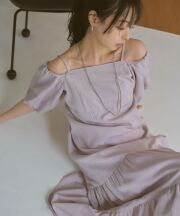 袖バルーン2wayロングワンピース