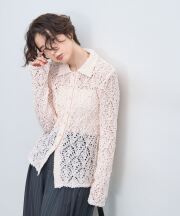 【オフィシャルサイト限定】透かしモールニットポロカーディガン