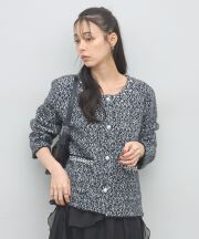 【オフィシャルサイト限定】パールビジュー圧縮ニットノーカラージャケット