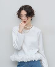 【オフィシャルサイト限定】裾チュールフリルパール付き長袖トップス