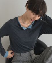 配色ヘンリーネックカットソー※一部店舗のみ入荷