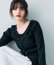 レース付きニットカーディガン