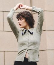 【ARVELLIA】DOUBLE COLLAR RIB KNIT