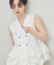 【ARVELLIA】COLLARLESS FRILL GILET