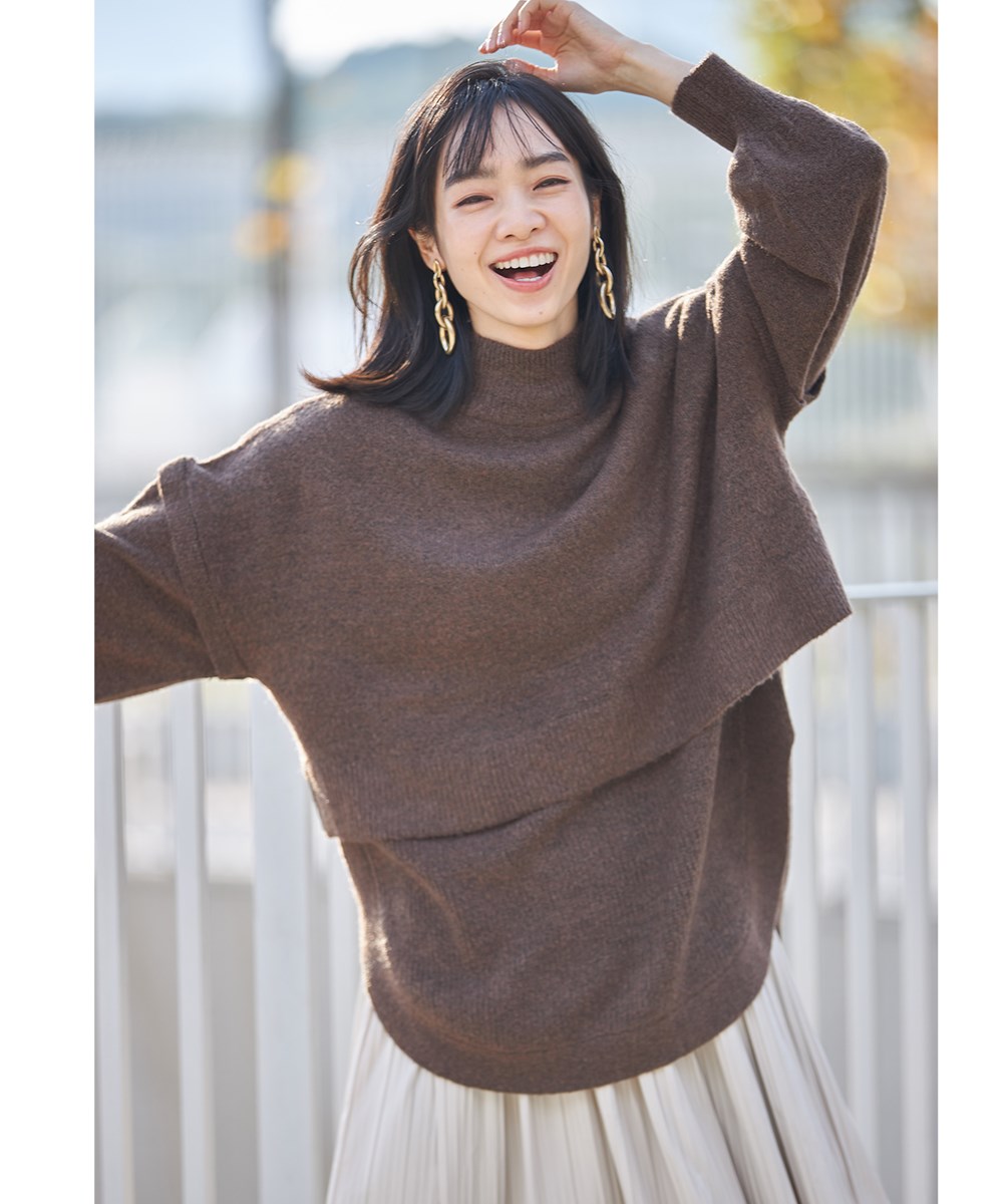 アンゴラ風もちもちバックリボンプルオーバー＋ベストセット