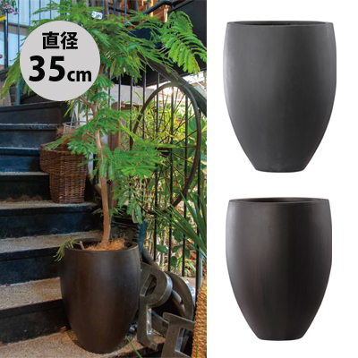 ファイバーセメント 植木鉢 鉢カバー オーク ミドルト F35cm An Oｍ3546