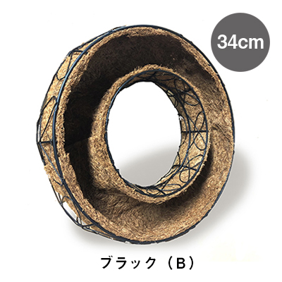 カゴ／ラタン／鉢カバー】 コンテナリース ブラック 34cm （GU
