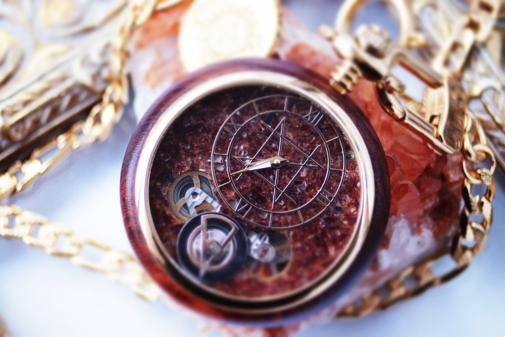 Noz 懐中時計 レッドジャスパー 45mm レッドサンダルウッド 天然石 POCKET WATCH MODEL 懐中時計/レッドジャスパー 45mm レッド