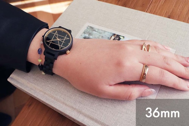 2サイズ】QUARTZ MODEL クオーツモデル／オニキスエボニー天然木バンド  