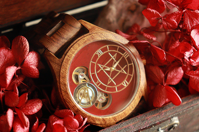 NOZ ダブルムーブメントモデル/レッドジャスパーサンダルウッド天然木