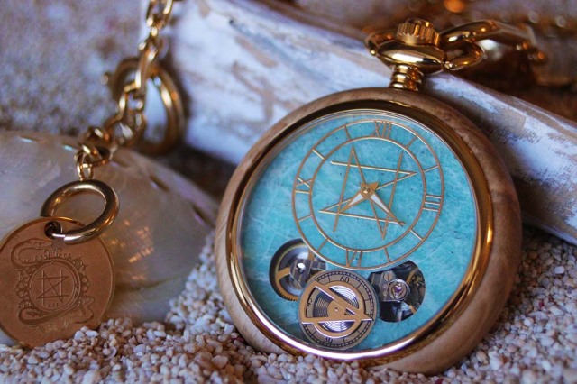 廃盤 POCKET WATCH MODEL 懐中時計/アマゾナイト 45mm オリーブ天然木