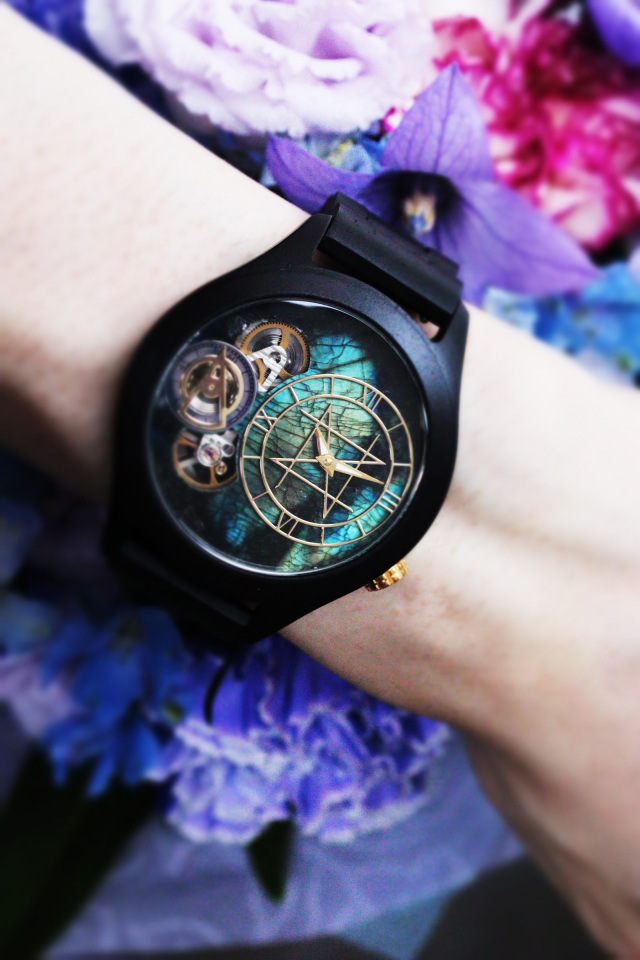 数量僅か ダブルムーブメントモデル/ラブラドライト 45mm エボニー天然  