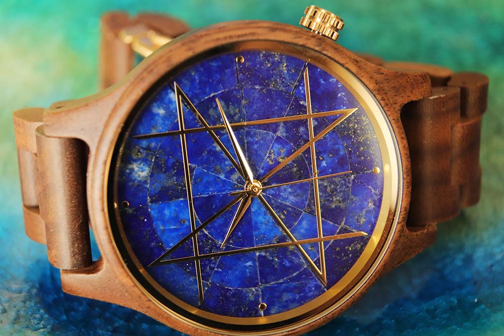 Geometric Lapis Series Sunlight / Quartz Model / Lapis Lazuli Natural Walnut Band