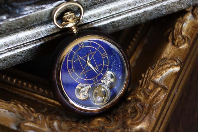 Pocket Watch Model / Lapis Lazuli  Natural Ebony Case