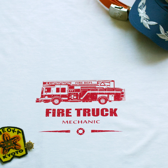 【アートファブリック】FIRE TRUCK(ベース:クラシック天竺)