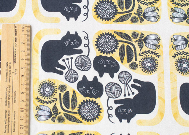 猫縞　新品　クラウン　ステンレスカラー塗装　パーティングライン処理　10禁 布帛】デザイナーズ生地：365 CAT ART ～黒猫とお花～（コットン
