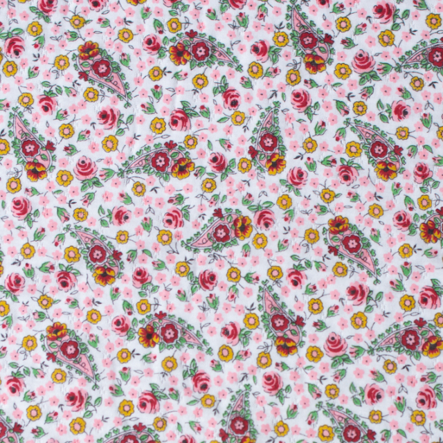 【ニット】レトロなペイズリーと花のプリントの猫足接結ニット　オーダーカット