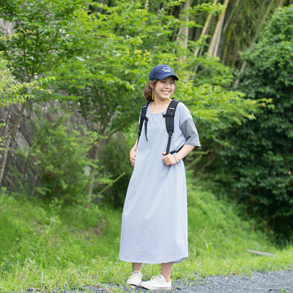 【ニット】細めボーダーのSummerカノコニット(ホワイト×ネイビー)オーダーカット