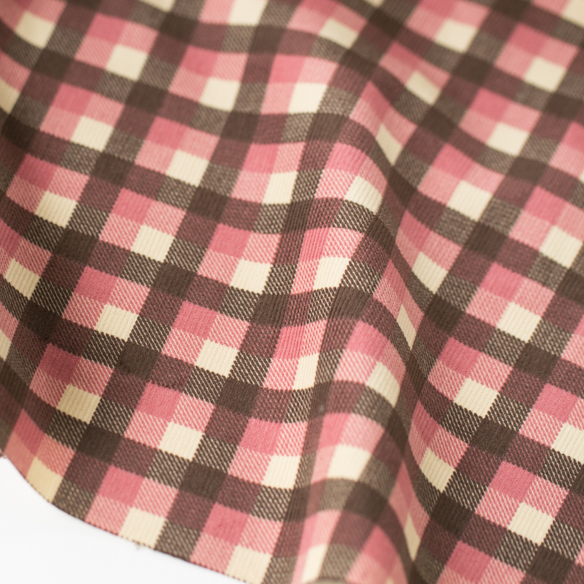【布帛】コットンシャツコール・チェック柄(ベース:イエローベージュ)オーダーカット