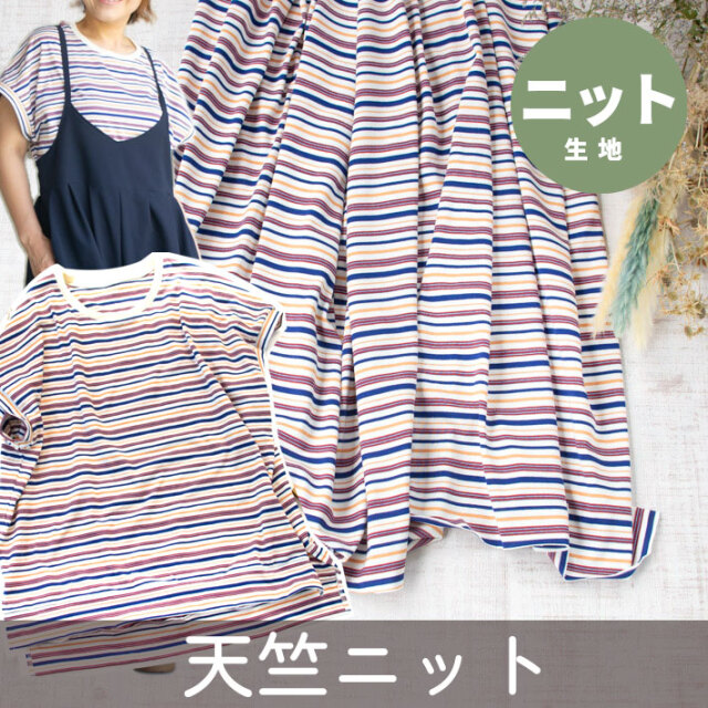 【ニット】元気がでる!カラフルなマルチボーダー天竺 オーダーカット
