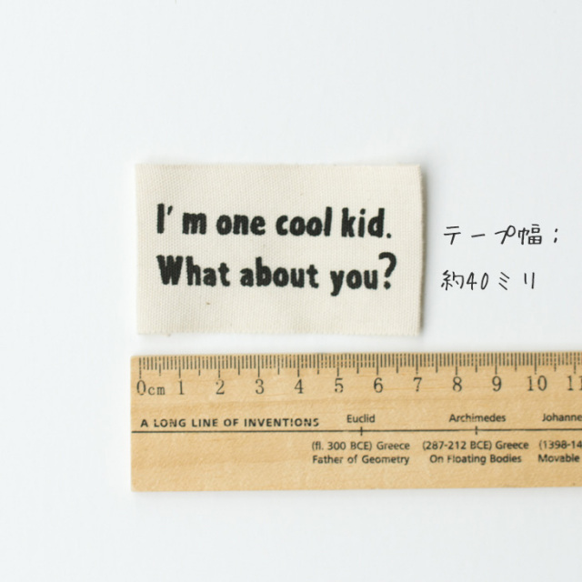 【オリジナルタグ】「I’m one cool kid.」3 枚入り(テープ幅:40ミリ)