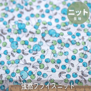 【ニット】シルケット加工強撚フライスニット（りんご＆さくらんぼ柄）オーダーカット