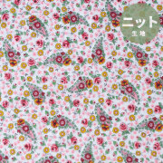 【ニット】レトロなペイズリーと花のプリントの猫足接結ニット　オーダーカット