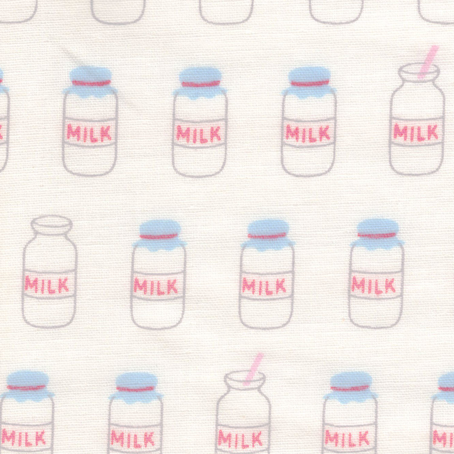1m単位切り売り オックス プリント MILK ミルク 牛乳 牛乳柄 生地 布