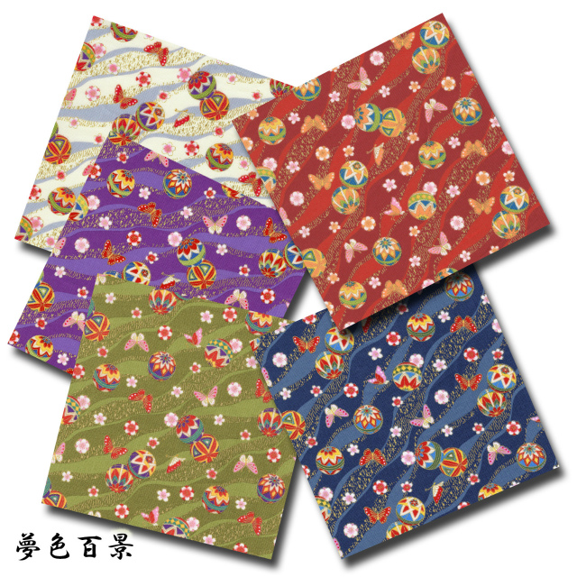 夢色百景シリーズ 1m単位切り売り 和柄 和調プリント 金襴 金粉 まりと蝶 5色あります 生地 布 布地 レトロ 綿 かわいい シーチング生地 シーチング コットン 千代紙 レトロ 綿 かわいい シーチング生地 シーチング コットン 千代紙